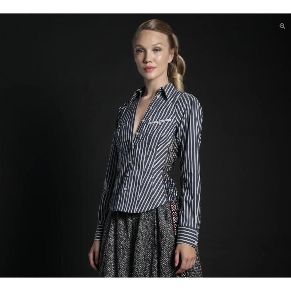 NWT In Earnest Byron Lars Oxford Stripe Button Down Size 2